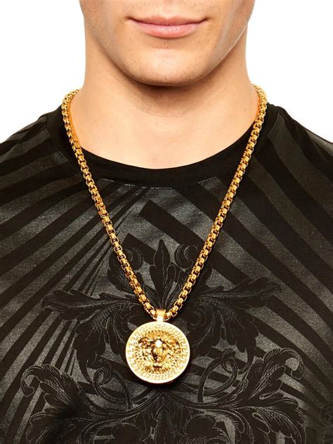 versace necklace mens silver|Versace gold necklace for men.